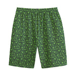 Irish Shamrock Pattern Print Cotton Shorts