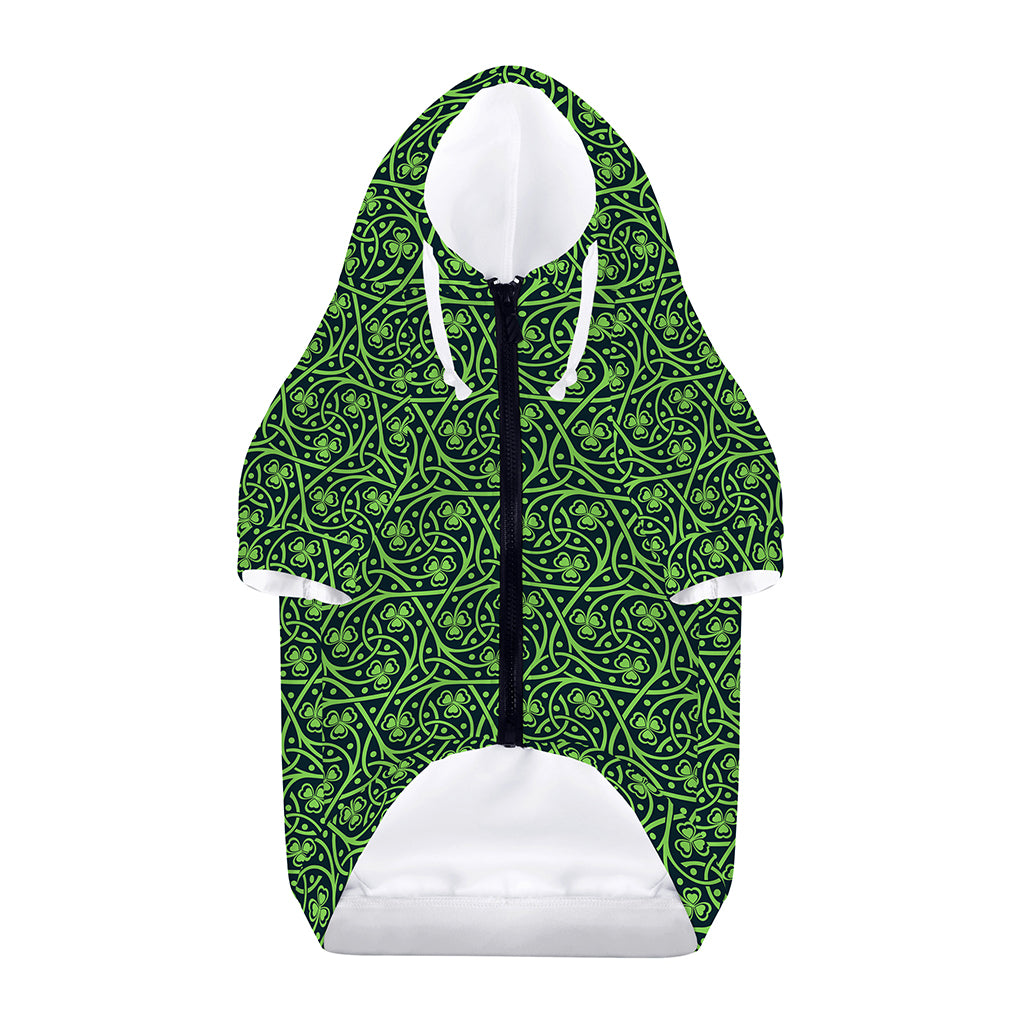 Irish Shamrock Pattern Print Dog Zip Up Hoodie
