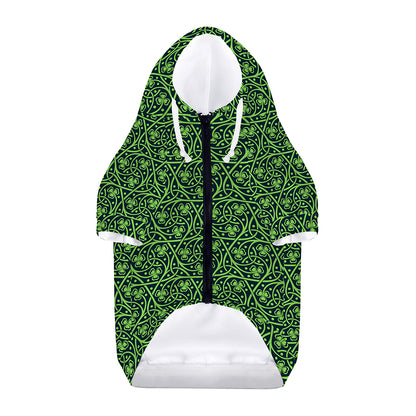 Irish Shamrock Pattern Print Dog Zip Up Hoodie
