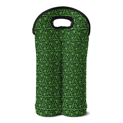 Irish Shamrock Pattern Print Double Neoprene Wine Tote