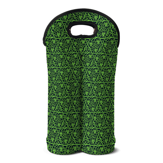 Irish Shamrock Pattern Print Double Neoprene Wine Tote