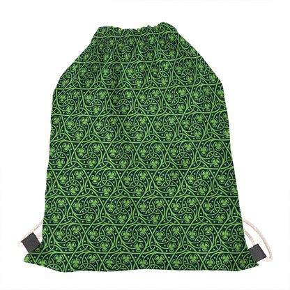 Irish Shamrock Pattern Print Drawstring Bag