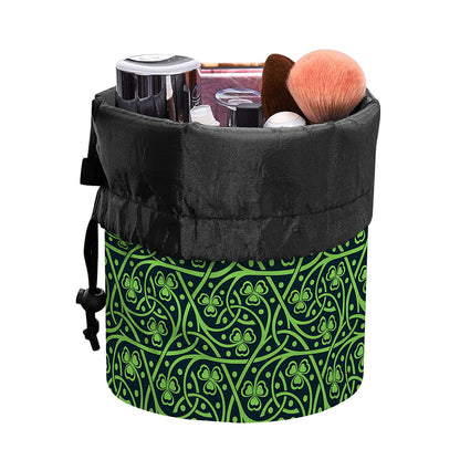 Irish Shamrock Pattern Print Drawstring Makeup Bag