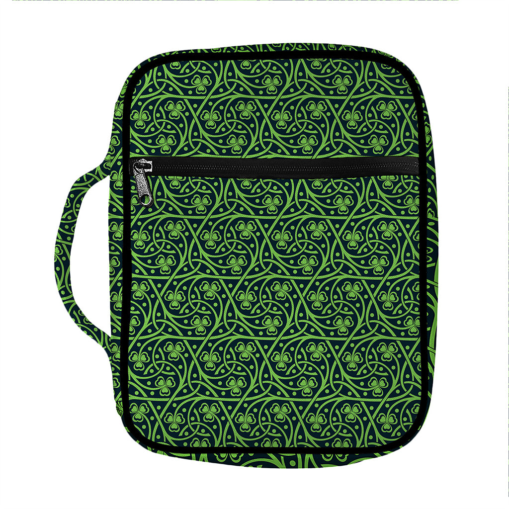 Irish Shamrock Pattern Print Front Pocket Bible Bag