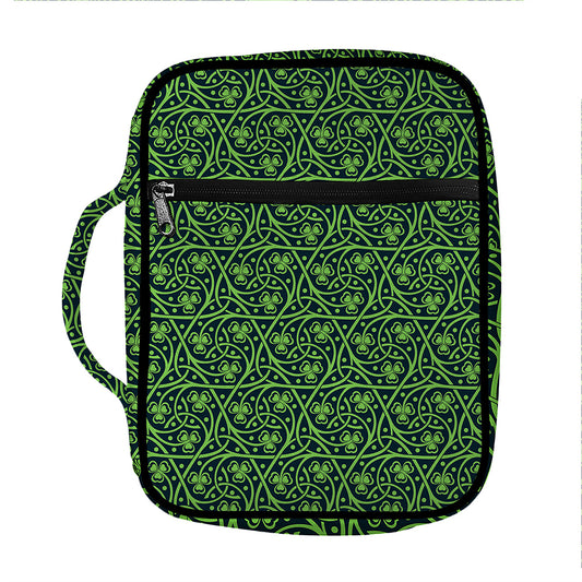 Irish Shamrock Pattern Print Front Pocket Bible Bag