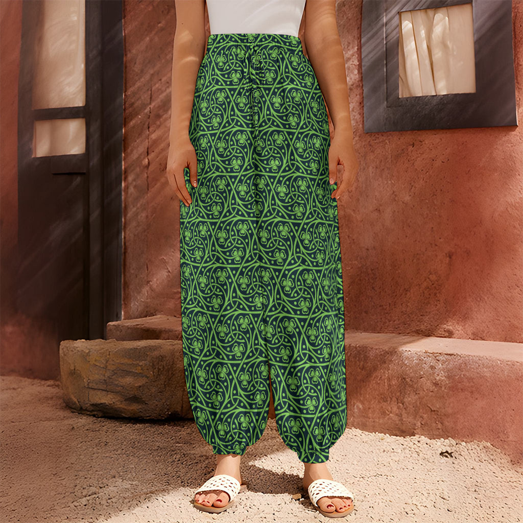 Irish Shamrock Pattern Print Harem Pants