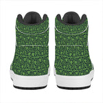 Irish Shamrock Pattern Print High Top Leather Sneakers