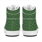 Irish Shamrock Pattern Print High Top Leather Sneakers