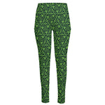 Irish Shamrock Pattern Print High-Waisted Pocket Leggings
