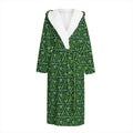 Irish Shamrock Pattern Print Hooded Bathrobe