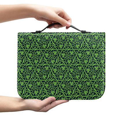Irish Shamrock Pattern Print Leather Bible Cover
