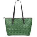 Irish Shamrock Pattern Print Leather Tote Bag With Zipper