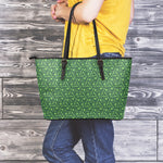 Irish Shamrock Pattern Print Leather Tote Bag