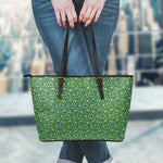 Irish Shamrock Pattern Print Leather Tote Bag