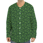 Irish Shamrock Pattern Print Long Sleeve Baseball Jersey