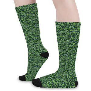 Irish Shamrock Pattern Print Long Socks