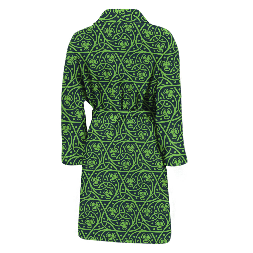Irish Shamrock Pattern Print Men's Bathrobe