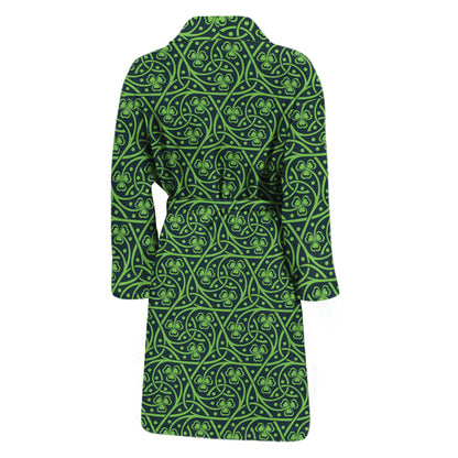 Irish Shamrock Pattern Print Men's Bathrobe