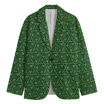 Irish Shamrock Pattern Print Men's Blazer