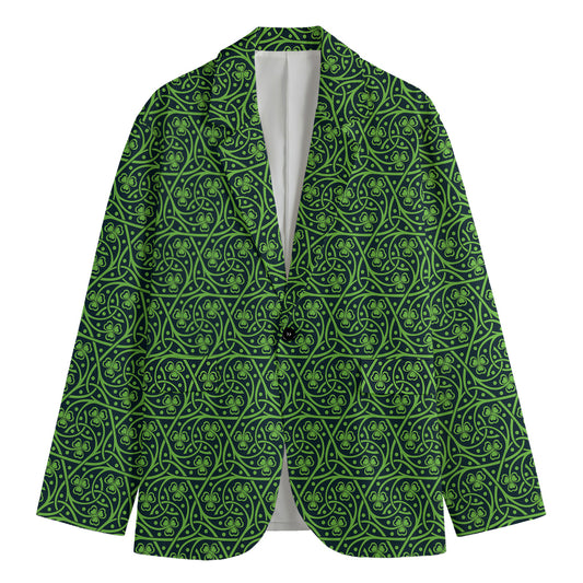 Irish Shamrock Pattern Print Men's Blazer