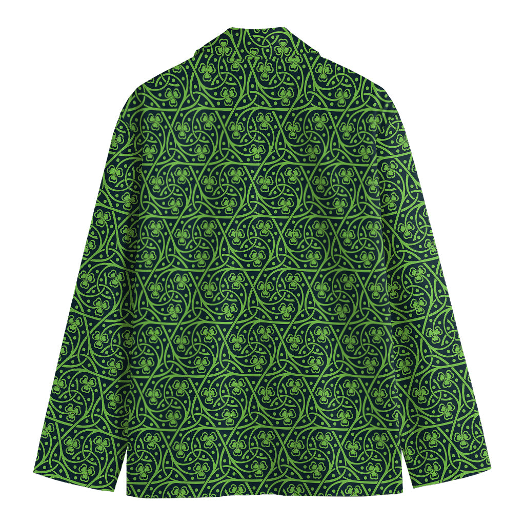 Irish Shamrock Pattern Print Men's Cotton Blazer