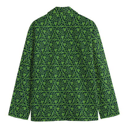 Irish Shamrock Pattern Print Men's Cotton Blazer