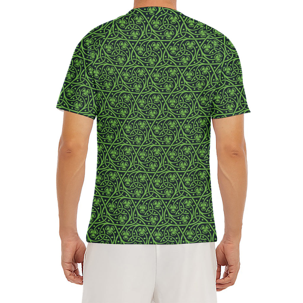 Irish Shamrock Pattern Print Men's Short Sleeve Rash Guard