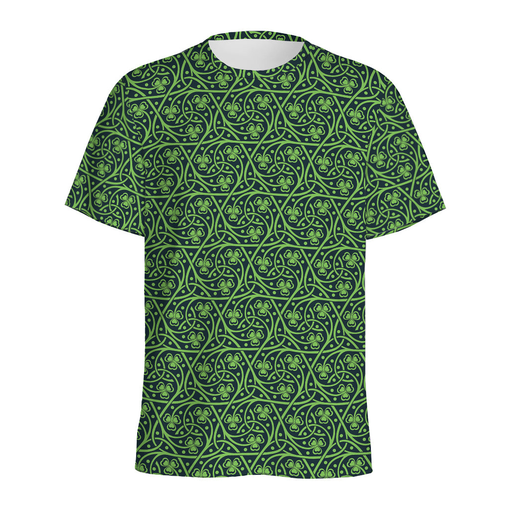 Irish Shamrock Pattern Print Men's Sports T-Shirt