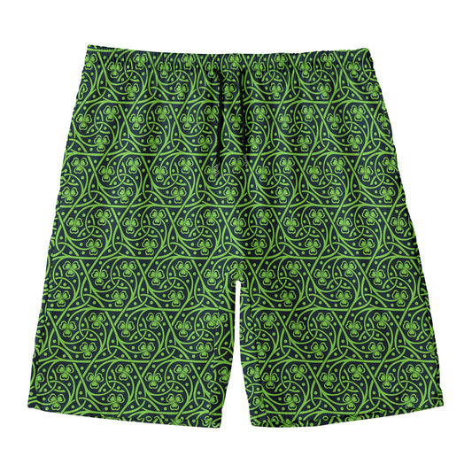Irish Shamrock Pattern Print Men's Swim Trunks