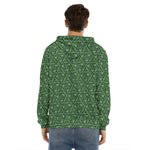 Irish Shamrock Pattern Print Men's Velvet Pullover Hoodie