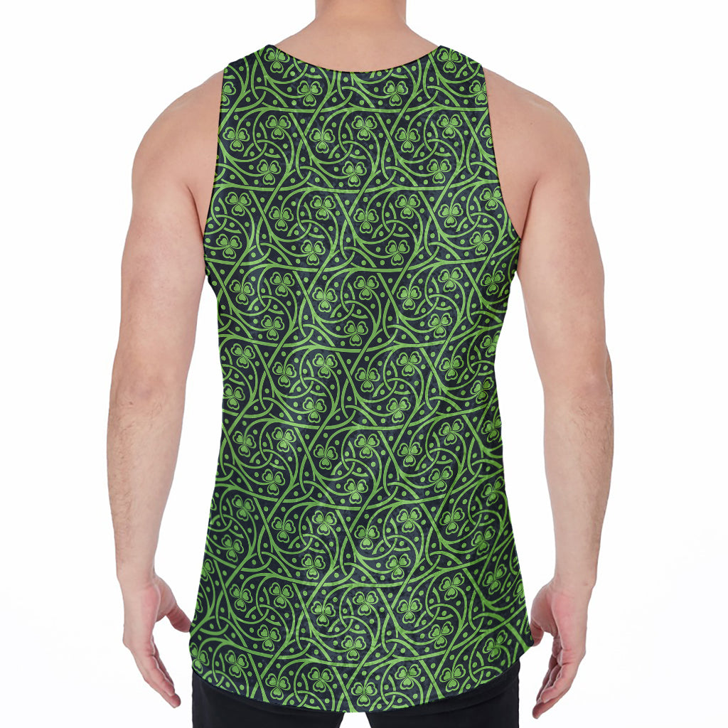 Irish Shamrock Pattern Print Men's Velvet Tank Top