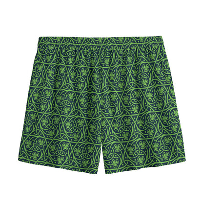 Irish Shamrock Pattern Print Mesh Shorts