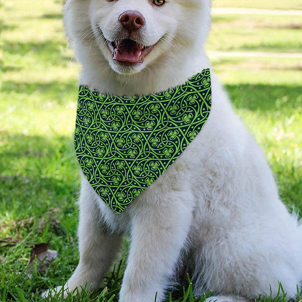 Irish Shamrock Pattern Print Over The Collar Dog Bandana