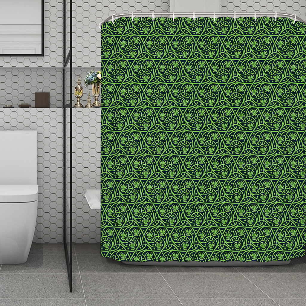 Irish Shamrock Pattern Print Polyester Shower Curtain