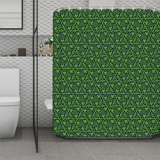 Irish Shamrock Pattern Print Polyester Shower Curtain