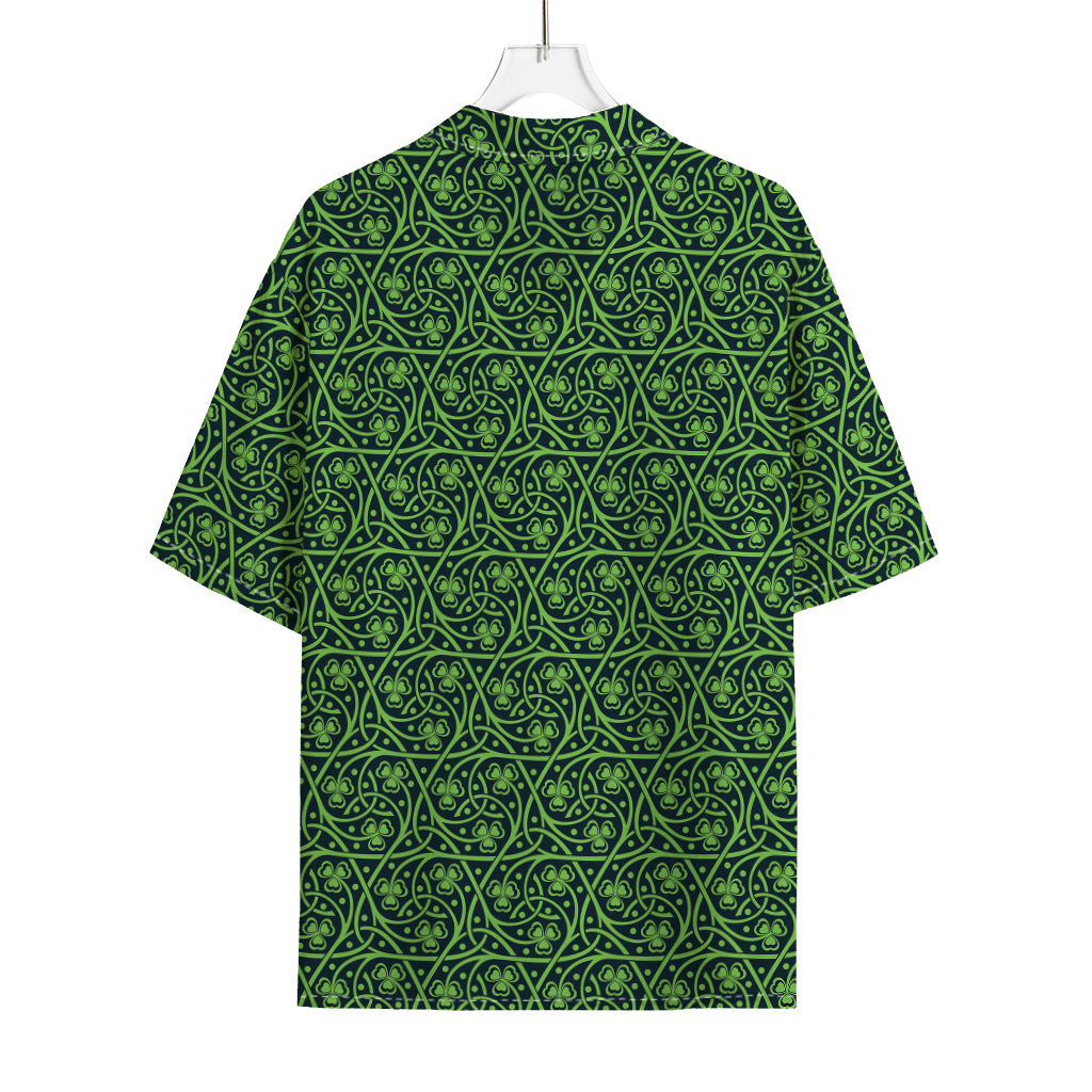 Irish Shamrock Pattern Print Rayon Hawaiian Shirt