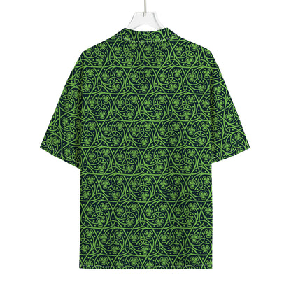 Irish Shamrock Pattern Print Rayon Hawaiian Shirt