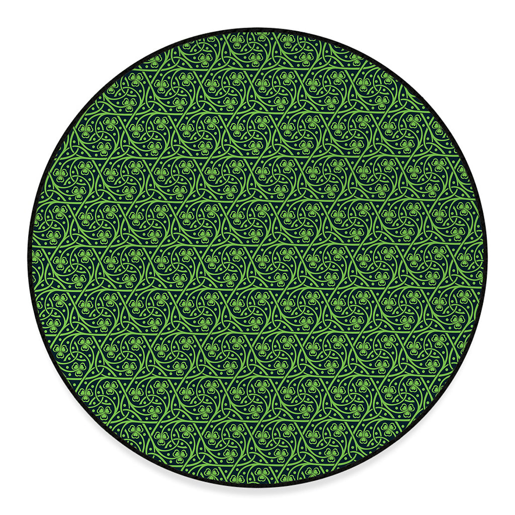 Irish Shamrock Pattern Print Round Floor Mat