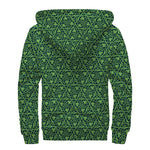 Irish Shamrock Pattern Print Sherpa Lined Zip Up Hoodie