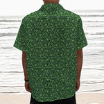 Irish Shamrock Pattern Print Textured Short Sleeve Shirt