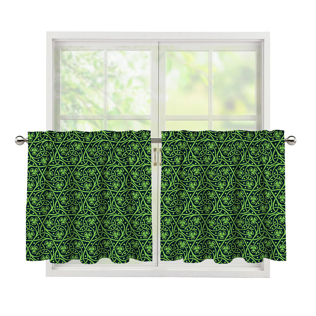 Irish Shamrock Pattern Print Tier Curtains