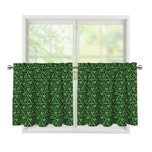 Irish Shamrock Pattern Print Tier Curtains