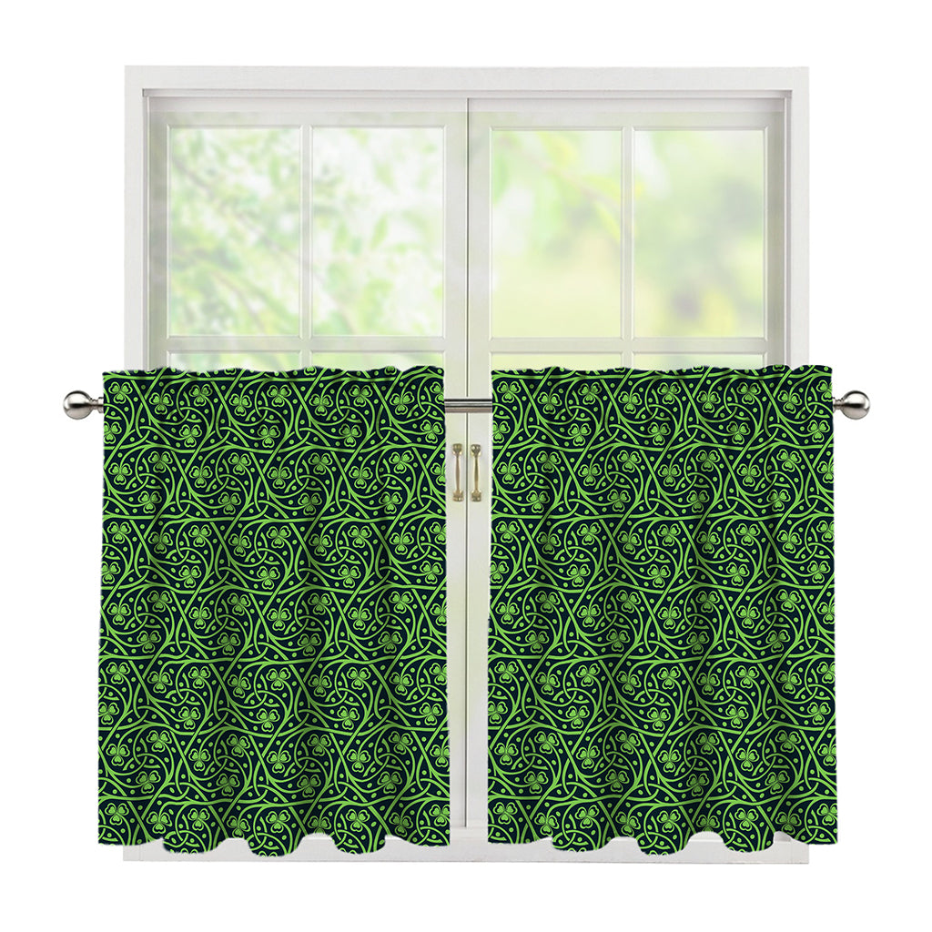 Irish Shamrock Pattern Print Tier Curtains