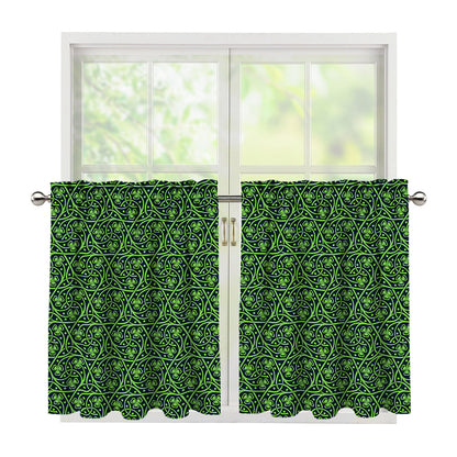 Irish Shamrock Pattern Print Tier Curtains