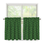 Irish Shamrock Pattern Print Tier Curtains