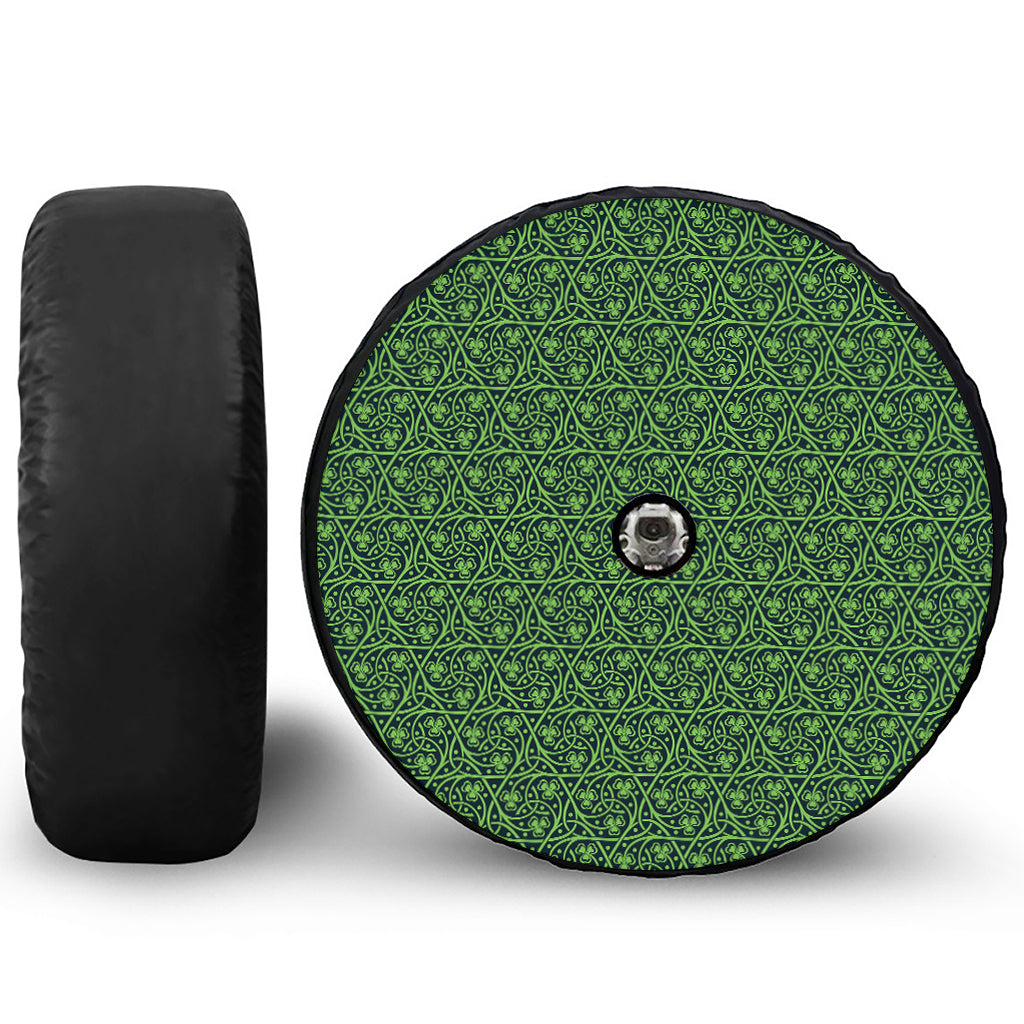 Irish Shamrock Pattern Print Tire Cover With Camera Hole