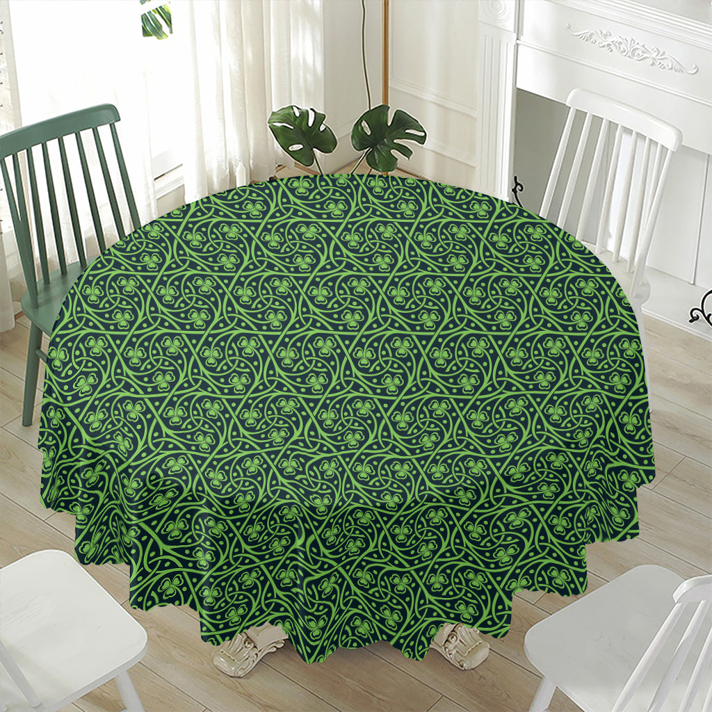 Irish Shamrock Pattern Print Waterproof Round Tablecloth