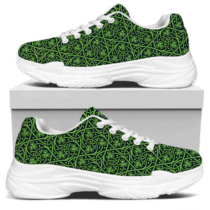 Irish Shamrock Pattern Print White Chunky Shoes