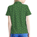 Irish Shamrock Pattern Print Women's Polo Shirt