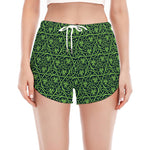 Irish Shamrock Pattern Print Women's Split Running Shorts